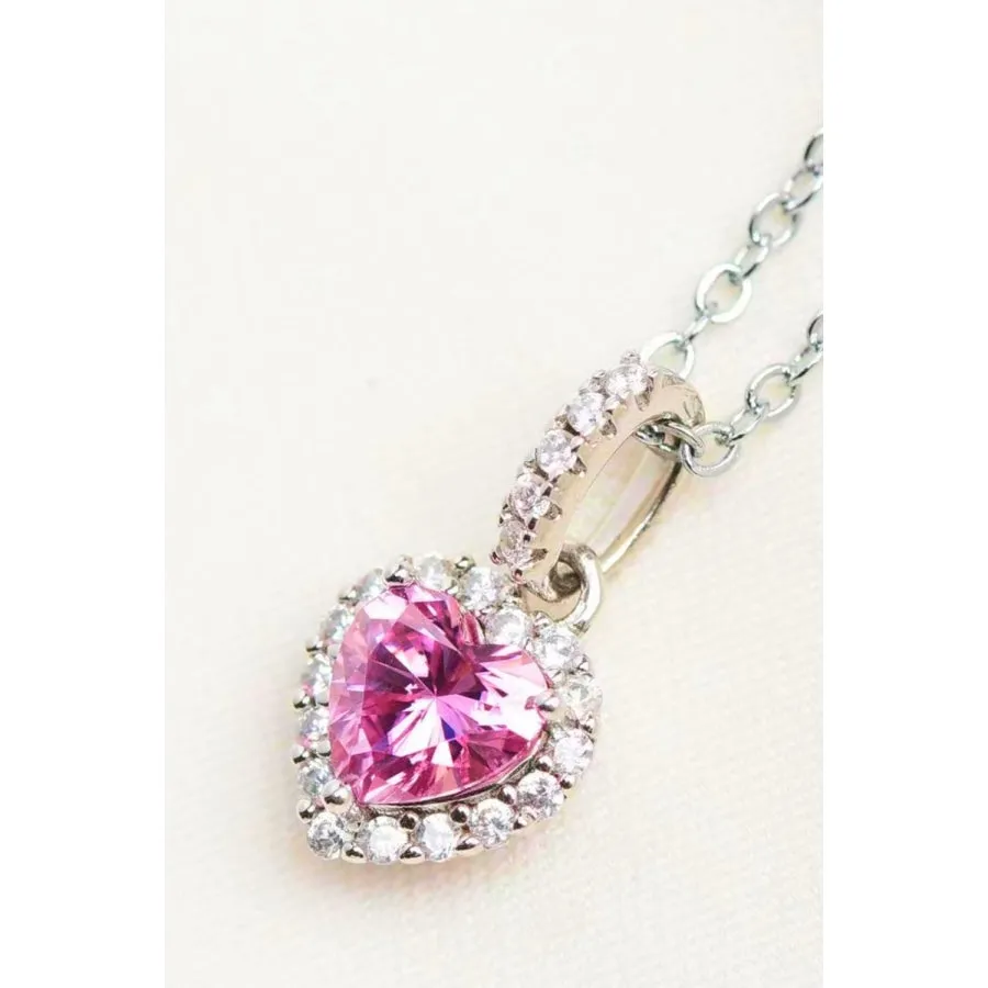 1 Carat Moissanite Heart Pendant Necklace