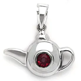 18k White Gold Ruby Teakettle Pendant