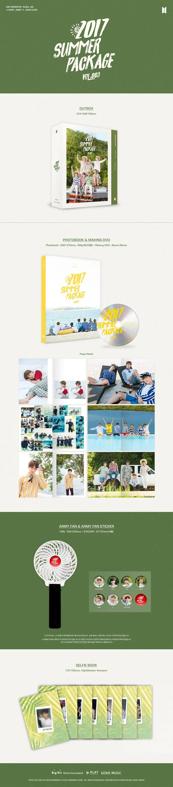 2017 BTS SUMMER PACKAGE Vol.3 DVD Photo Book Army Fan Army Stickers Selfie Book K-POP SEALED