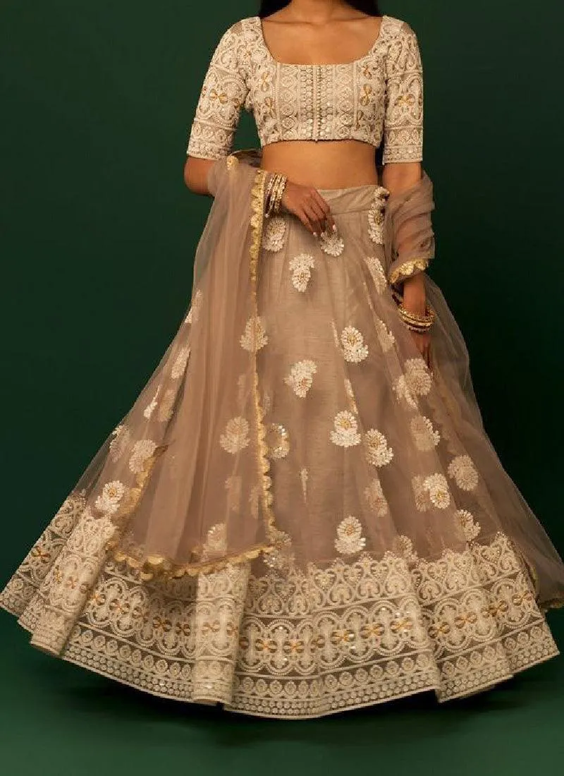 Admirable Beige Color Soft Net Base Lehenga Choli