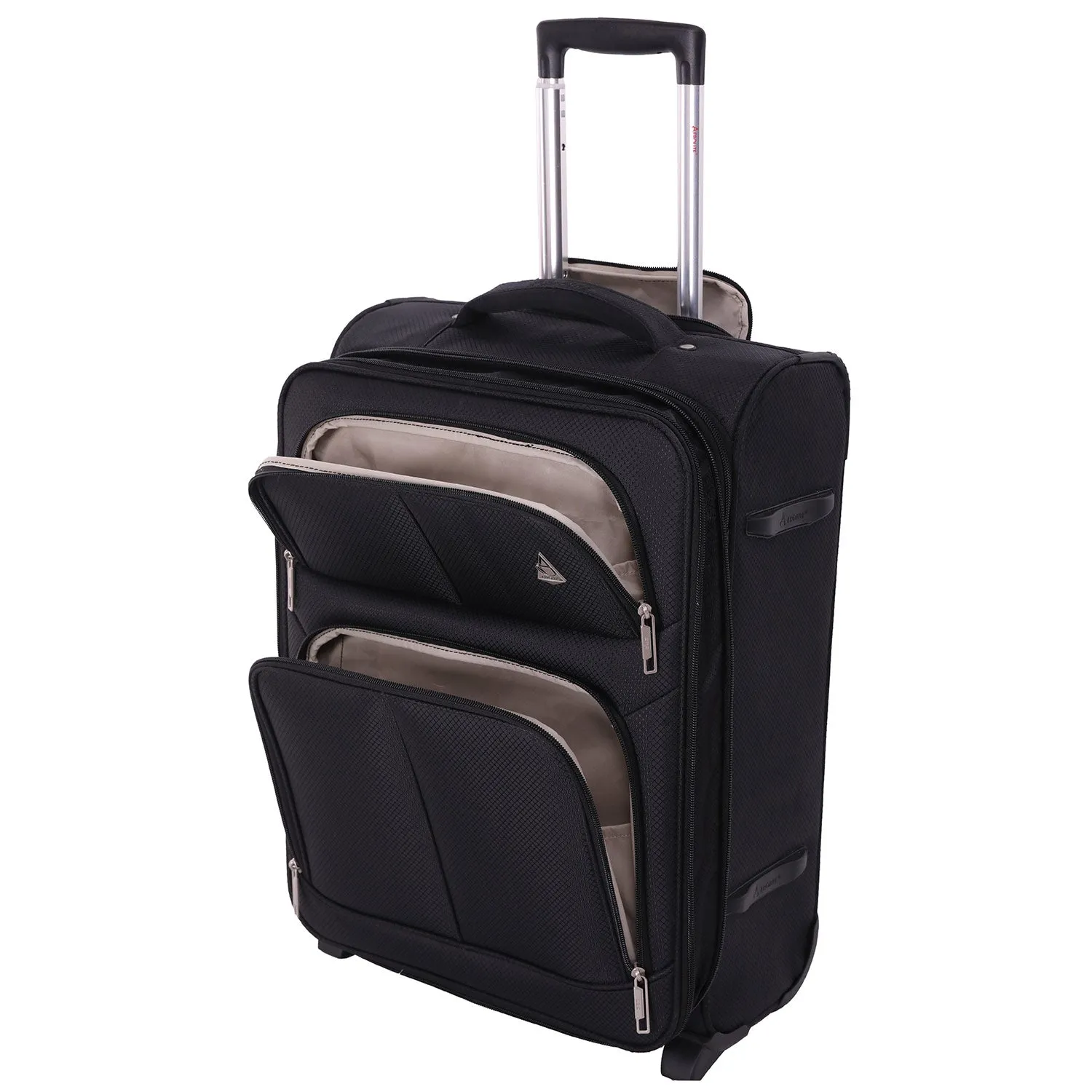 Aerolite Expandable (55x40x20cm) to (55x40x23cm) Ryanair (Priority) Maximum Allowance Lightweight Cabin Hand Luggage 2 Wheels, Maximum Size for Ryanair Priority, Wizz Air Priority, Lufthansa (Set of 2)