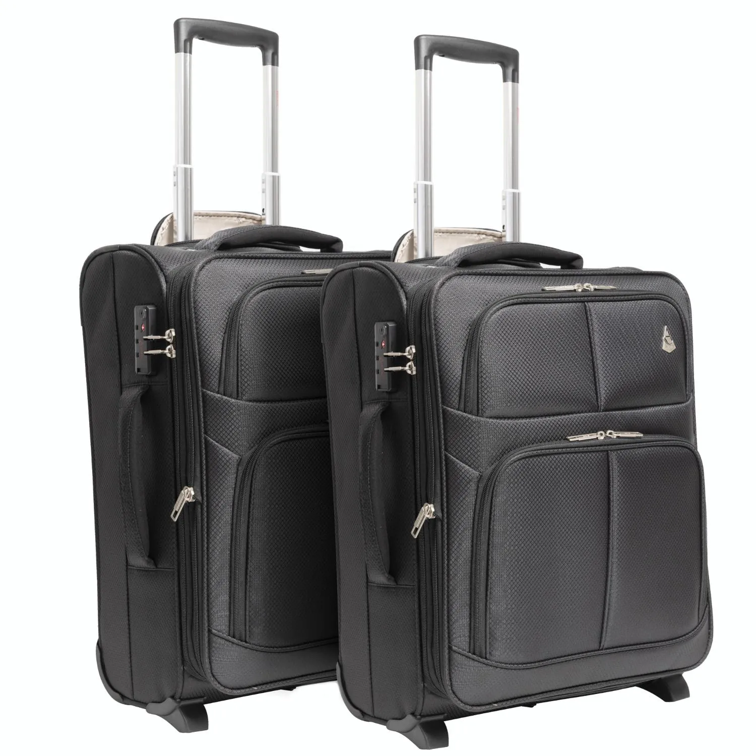 Aerolite Expandable (55x40x20cm) to (55x40x23cm) Ryanair (Priority) Maximum Allowance Lightweight Cabin Hand Luggage 2 Wheels, Maximum Size for Ryanair Priority, Wizz Air Priority, Lufthansa (Set of 2)