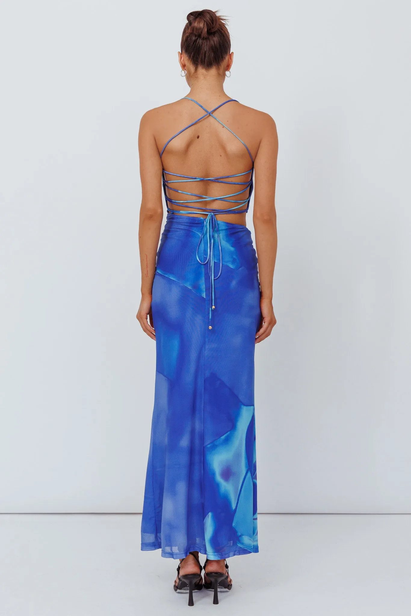 Alejandre Cut-Out Tied Maxi Dress Print Blue