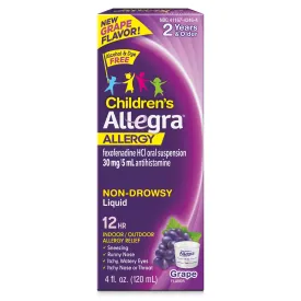 Allegra Children's 12 Hour Non-Drowsy Antihistamine Allergy Relief Medicine 30mg Grape Flavor Liquid 4oz