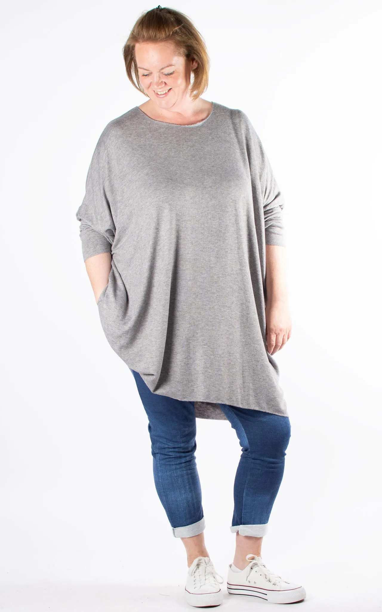 Amy Soft Knit Top | Light Grey