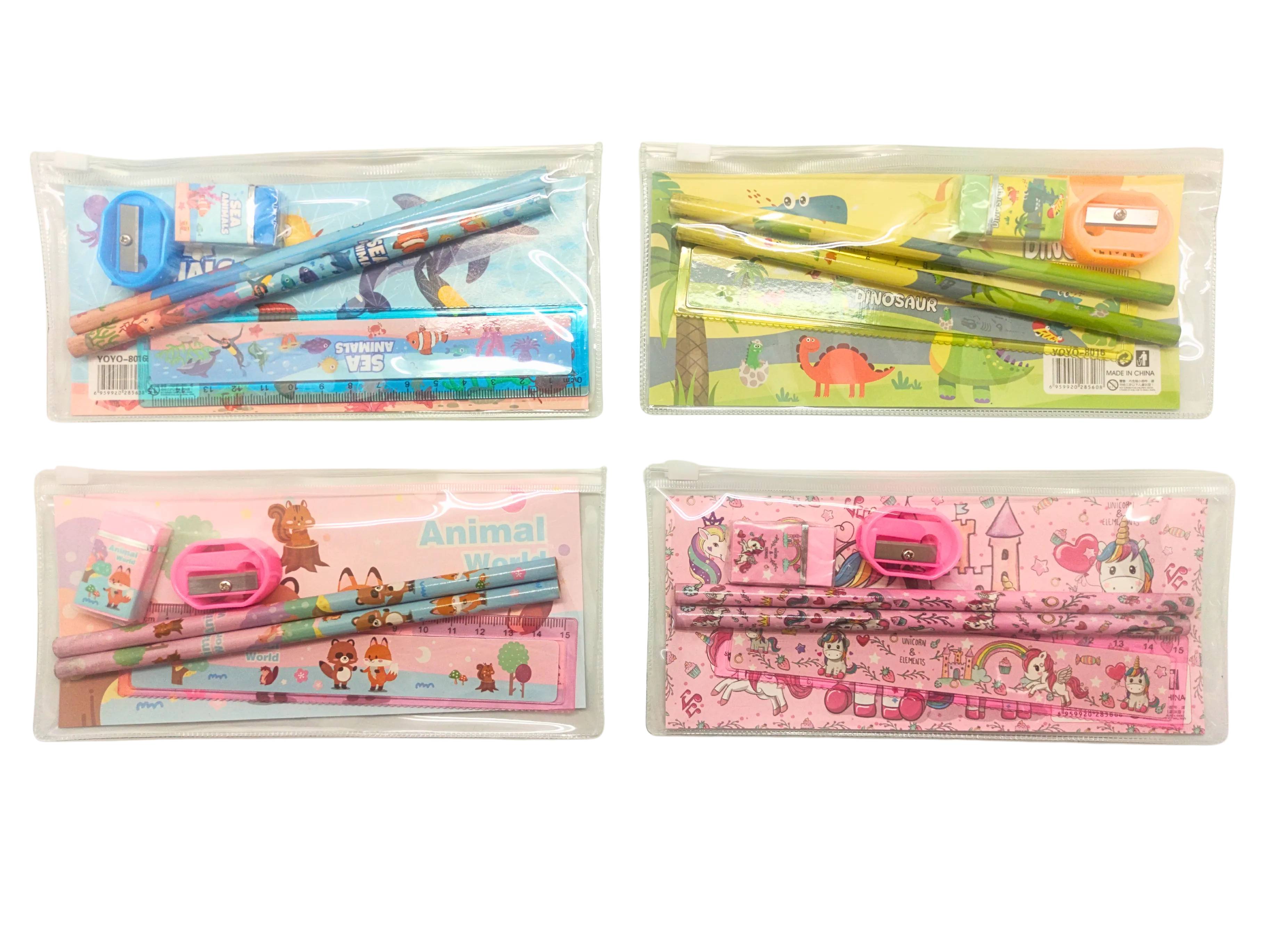 Animal Themed Zip Pencil Case Stationery Set