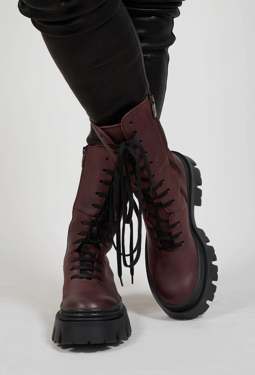 Ankle Lace Up Boots in Gasoline Melanzana