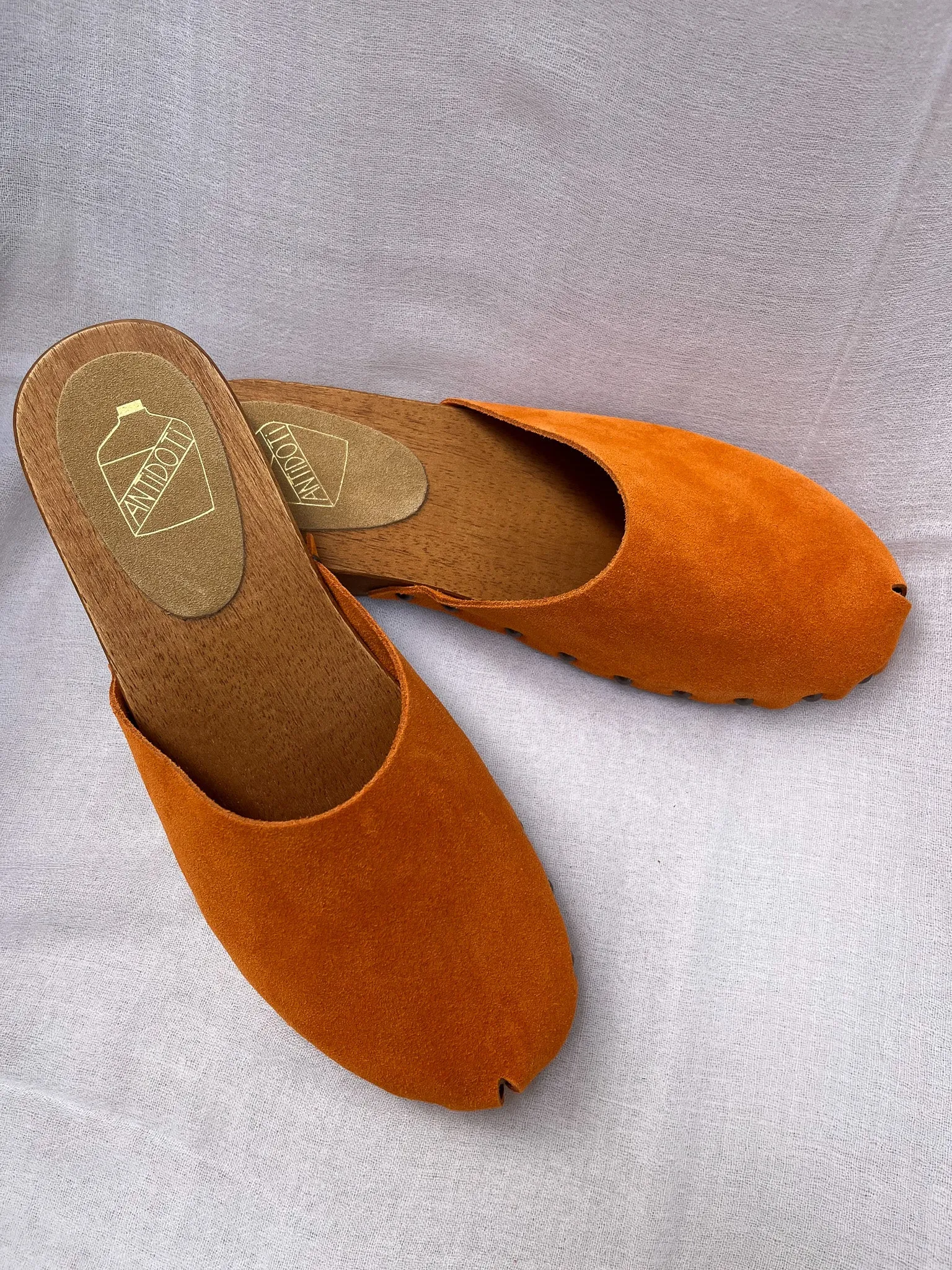 Antidoti Closy Tangerine Velvet Clogs Comfort And Tradition - ByAdushka