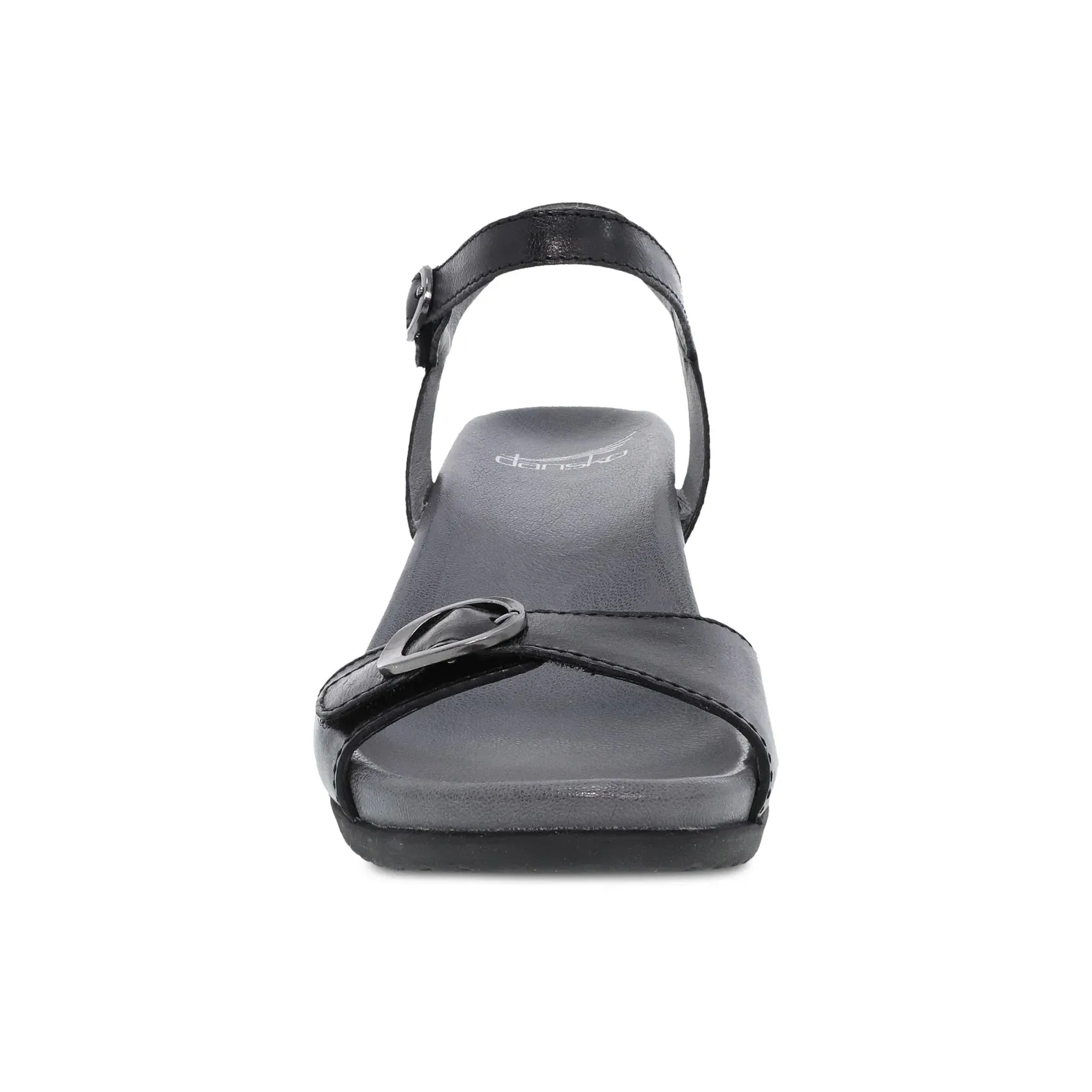 Arielle Black Glazed Leather Sandal