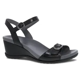 Arielle Black Glazed Leather Sandal