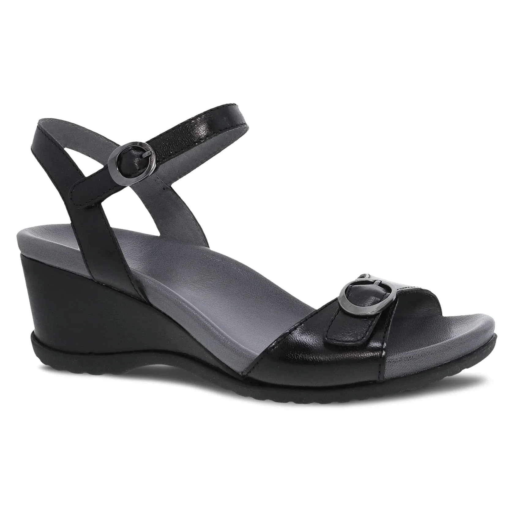 Arielle Black Glazed Leather Sandal