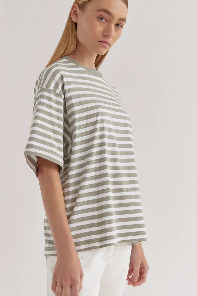 Assembly Label - Oversized Tee - Green Fog Stripe