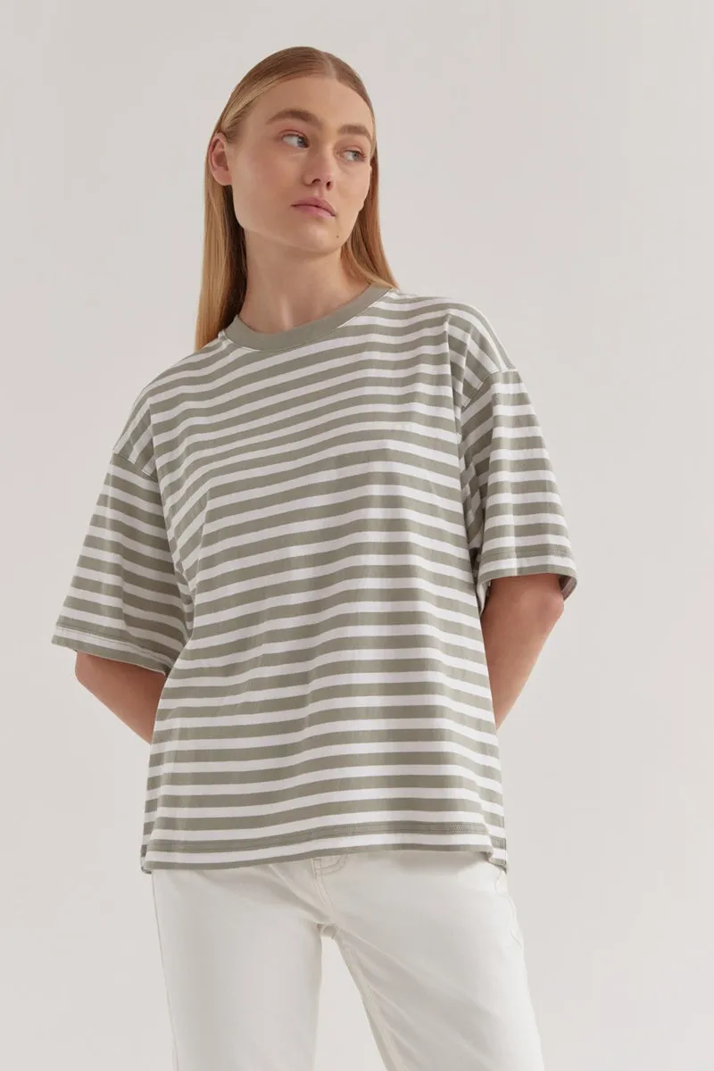 Assembly Label - Oversized Tee - Green Fog Stripe