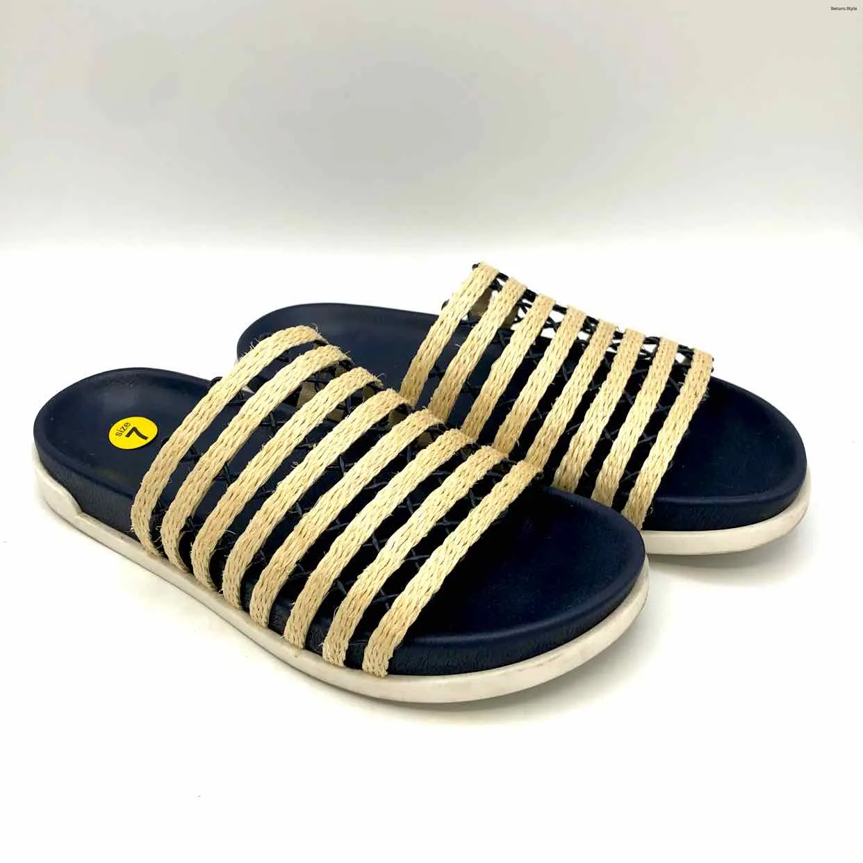 BALL PEPE'S Navy Beige Leather Sandal Shoe Size 37 US: 7 Shoes