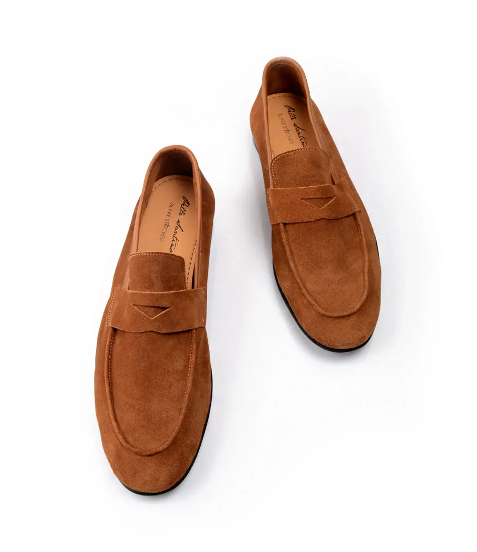 Beige Suede Penny Loafers - Ultra-Flex