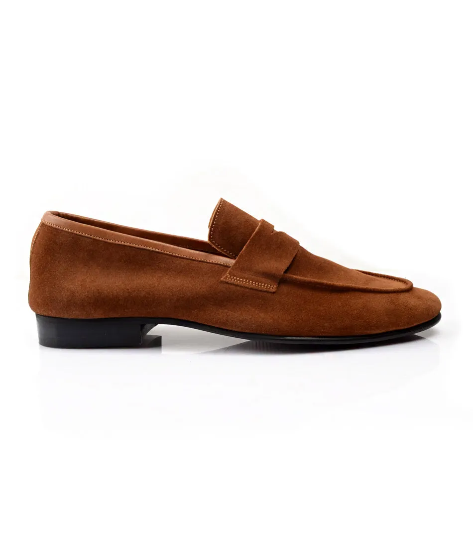 Beige Suede Penny Loafers - Ultra-Flex