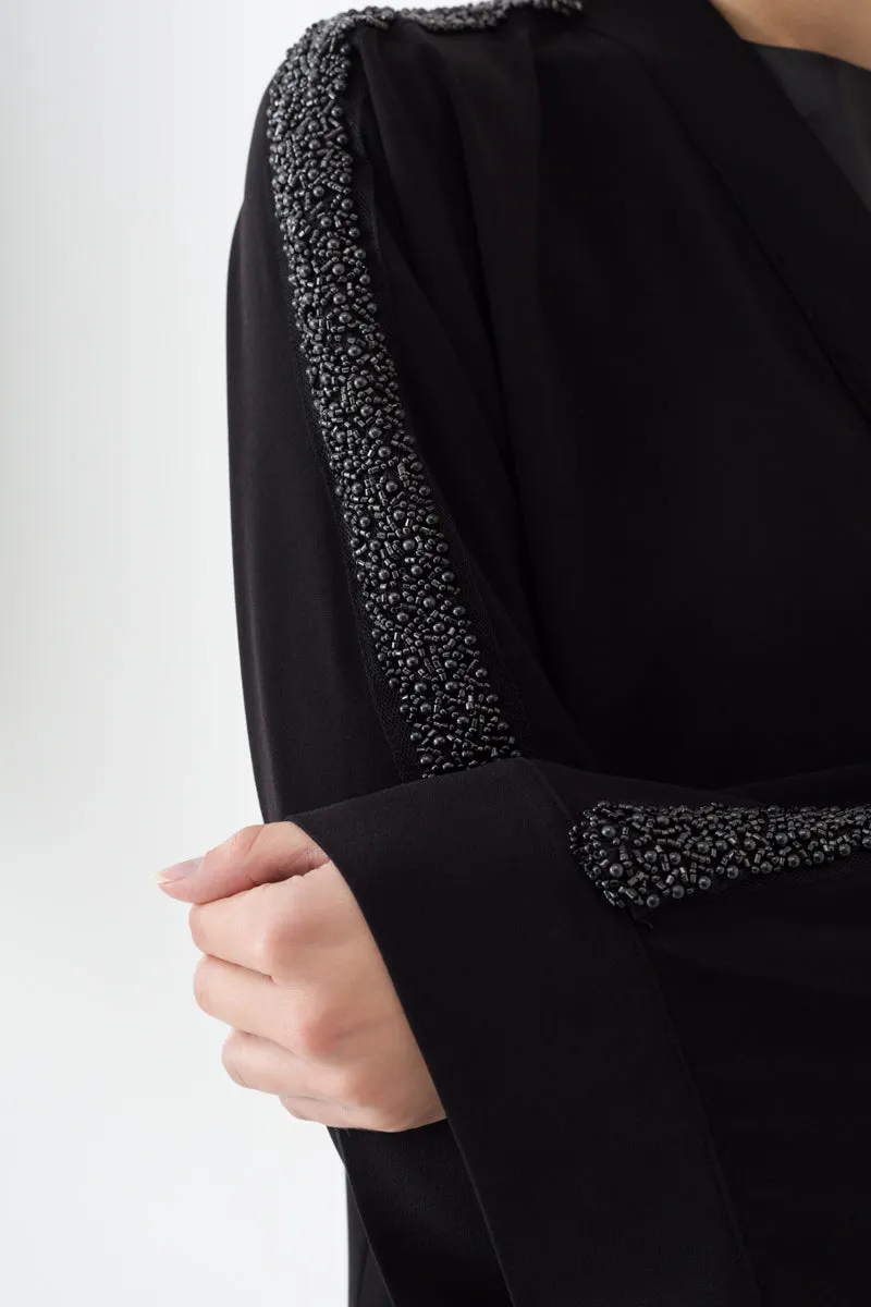 Black Beaded Abaya Dress