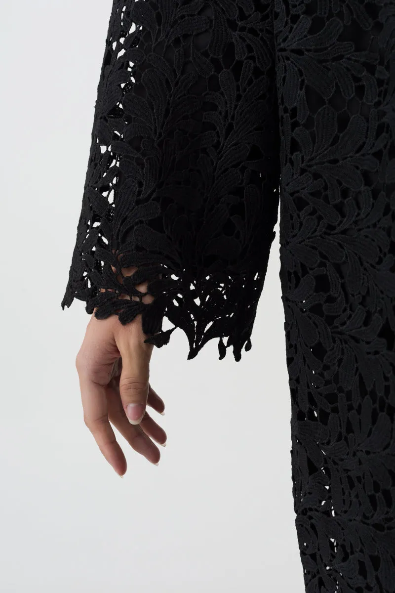 Black Lace Open Abaya