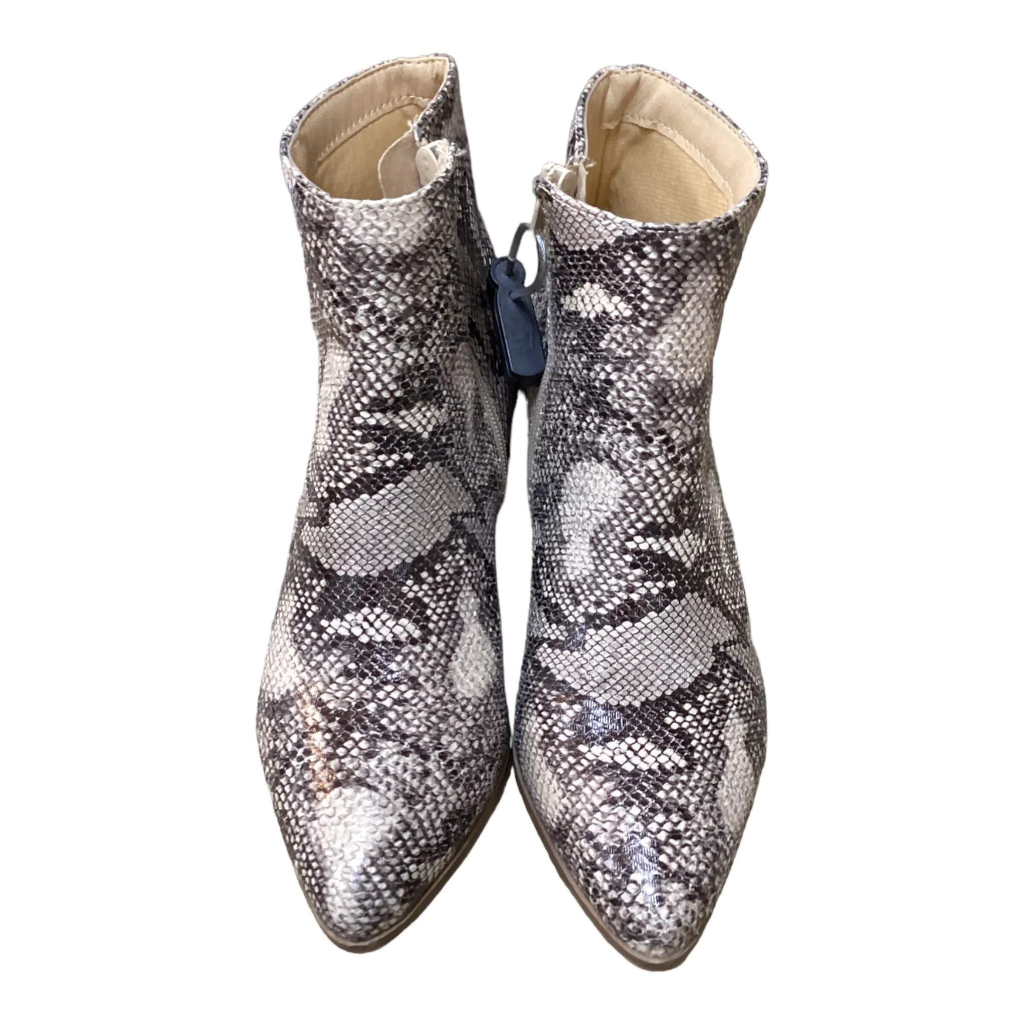 Boots Ankle Heels By City Classified In Snakeskin Print, Size: 8.5