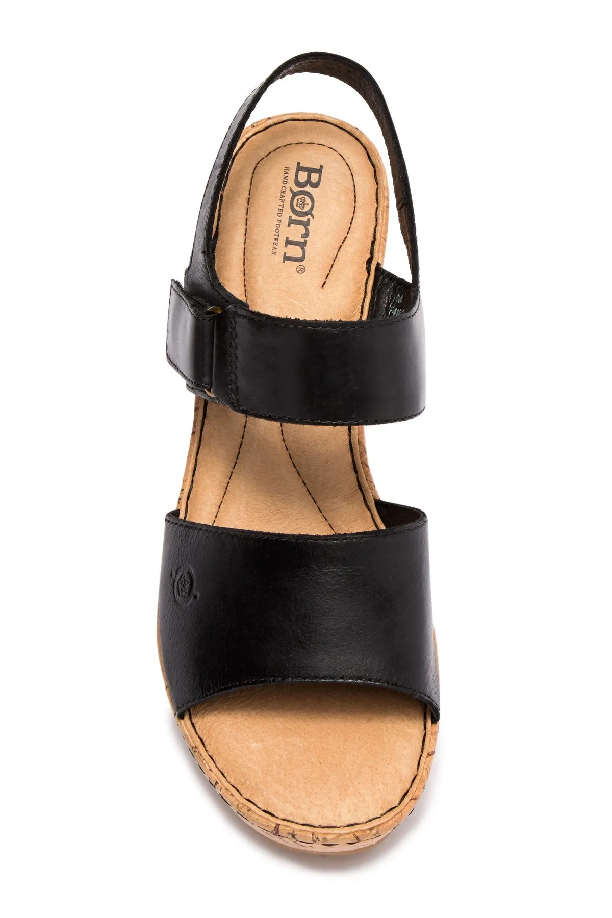 Born Women's Mae Leather Wedge Sandal Shoes Black