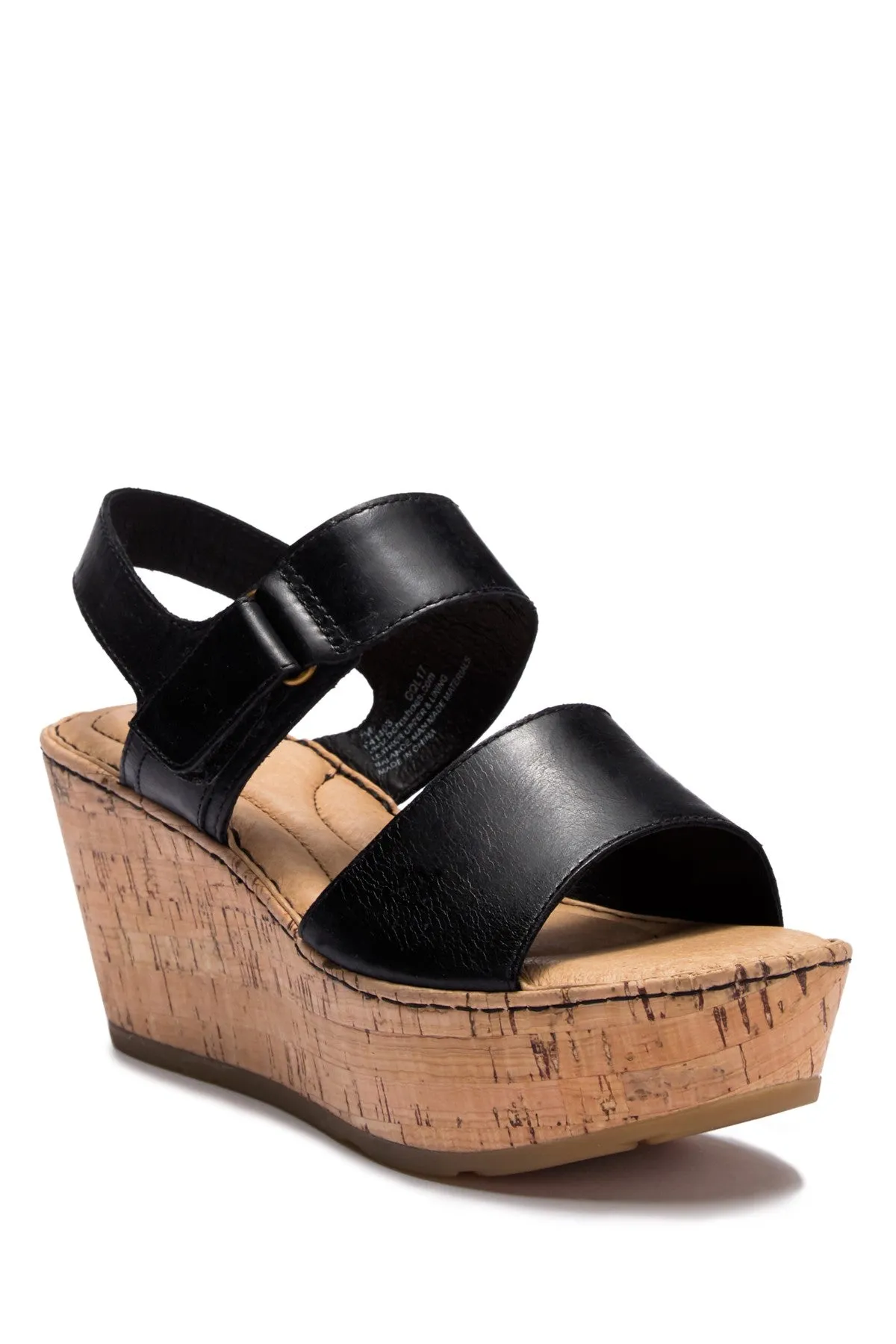 Born Women's Mae Leather Wedge Sandal Shoes Black