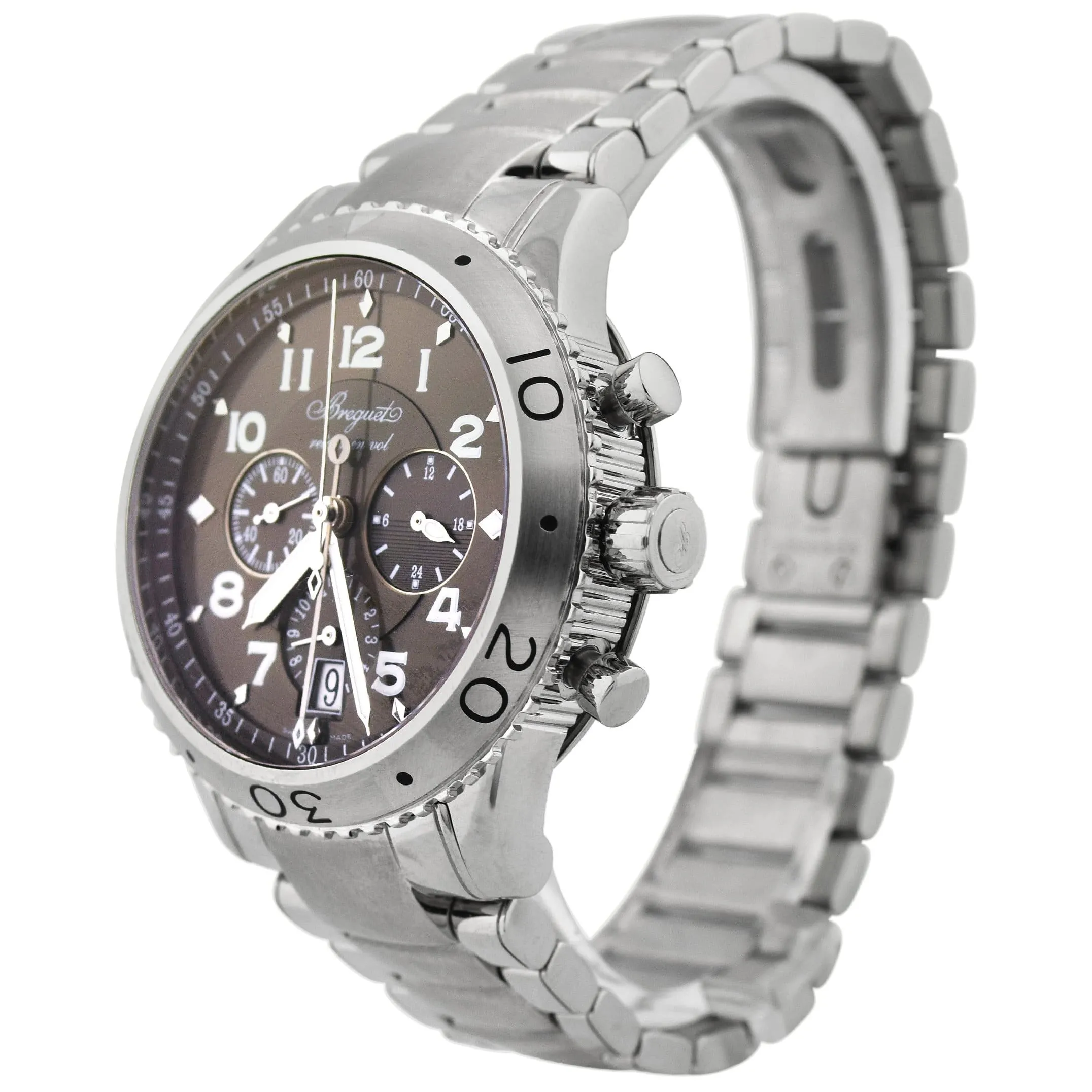 Breguet Men's Type XXI Flyback Chronograph Stainless Steel 42mm Ruthenium Arabic Dial Watch