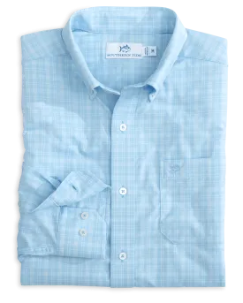 brrr° Intercoastal Pettigru Plaid Long Sleeve Sport Shirt - Clearwater Blue