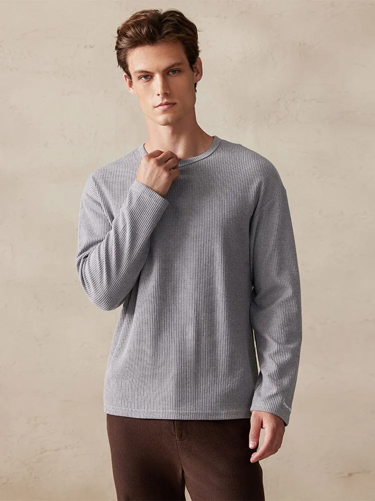 Casual Ribbed Pitted Sweatshirt