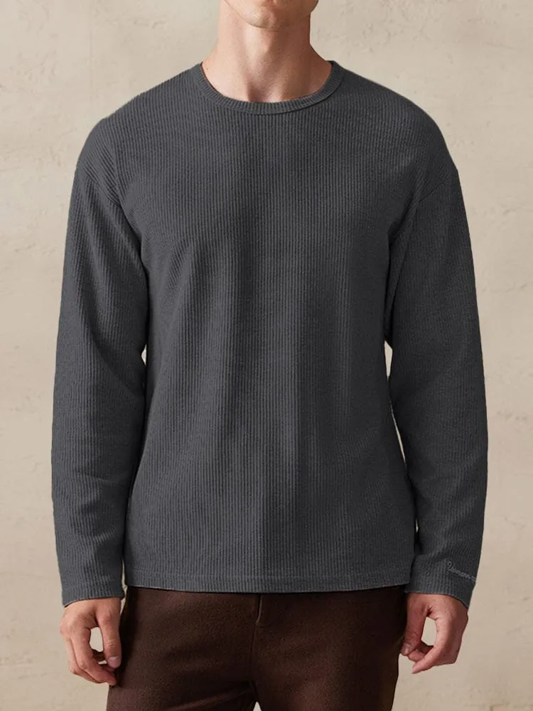 Casual Ribbed Pitted Sweatshirt