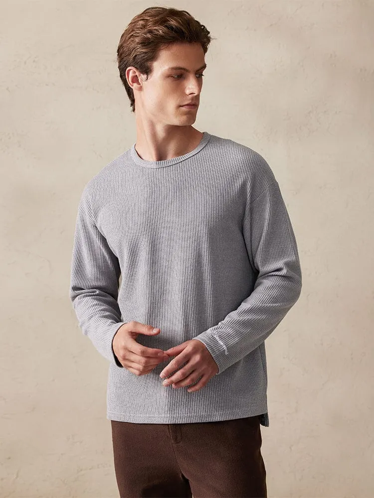 Casual Ribbed Pitted Sweatshirt