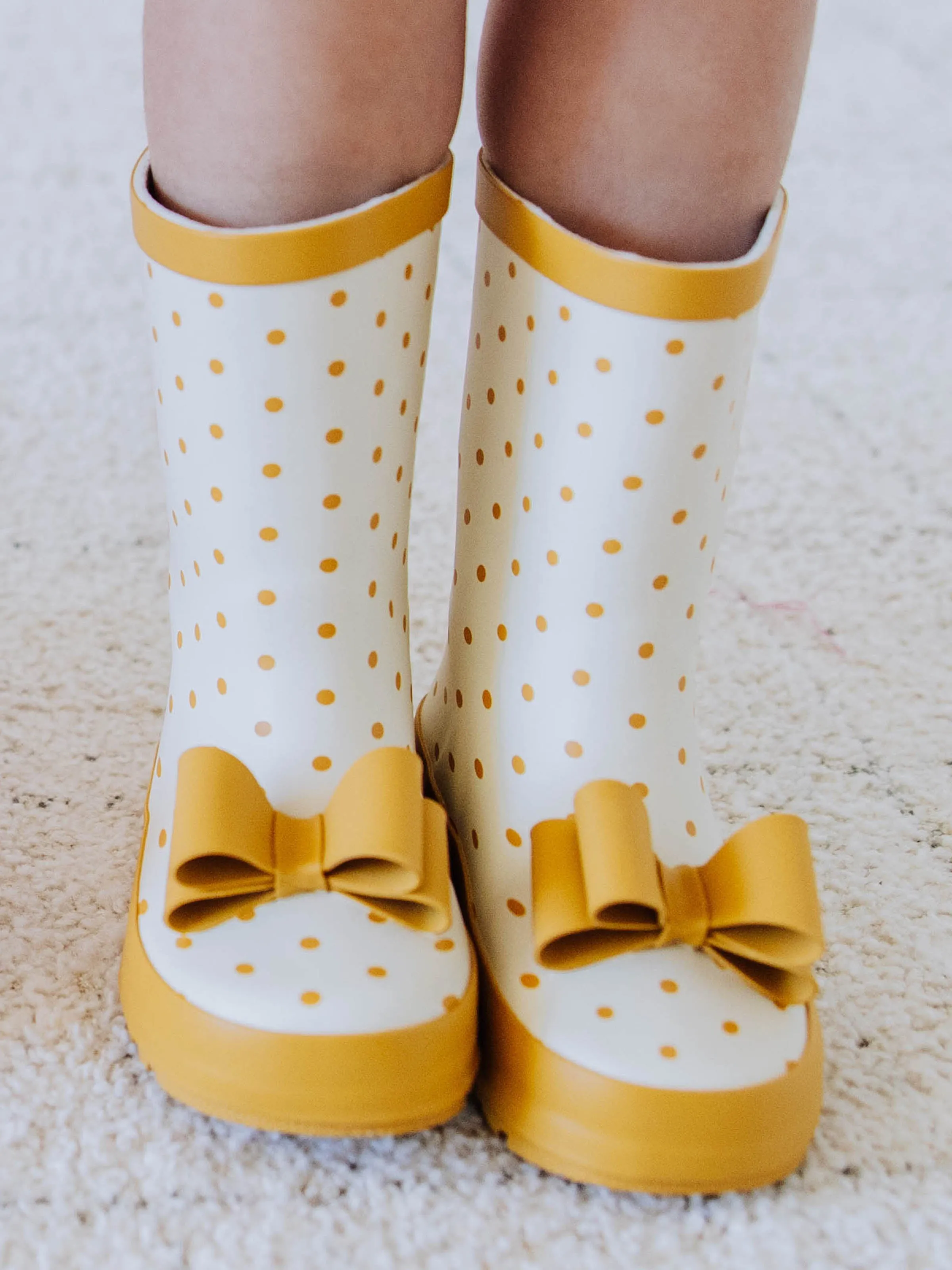 Cheery Rain Boots - Mustard Dot