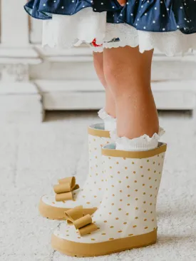 Cheery Rain Boots - Mustard Dot