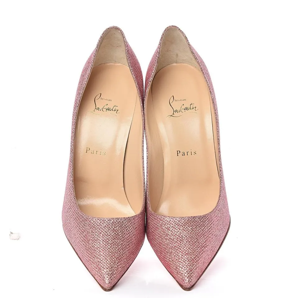 Christian Louboutin Pink Glitter Tisse So Kate 120 Poudre Pumps EU 40.5