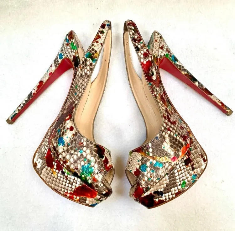 Christian Louboutin Snake Skin Heels | Size 6.5 (PREOWNED)