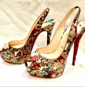 Christian Louboutin Snake Skin Heels | Size 6.5 (PREOWNED)