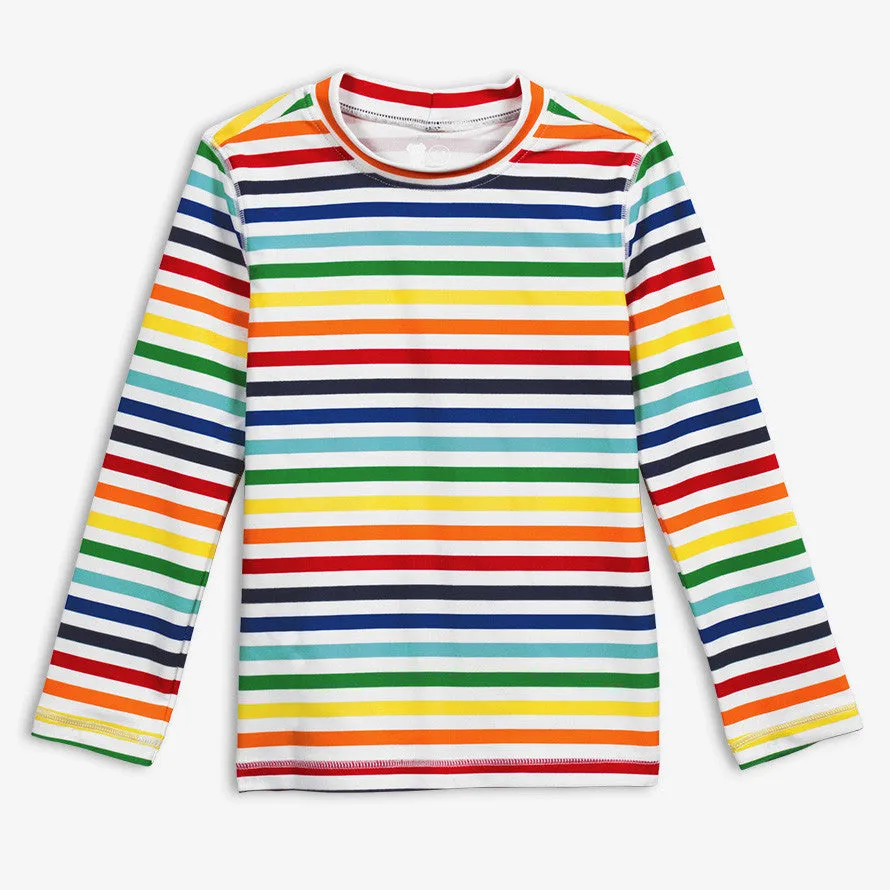 Clearance long sleeve rash guard in rainbow stripe