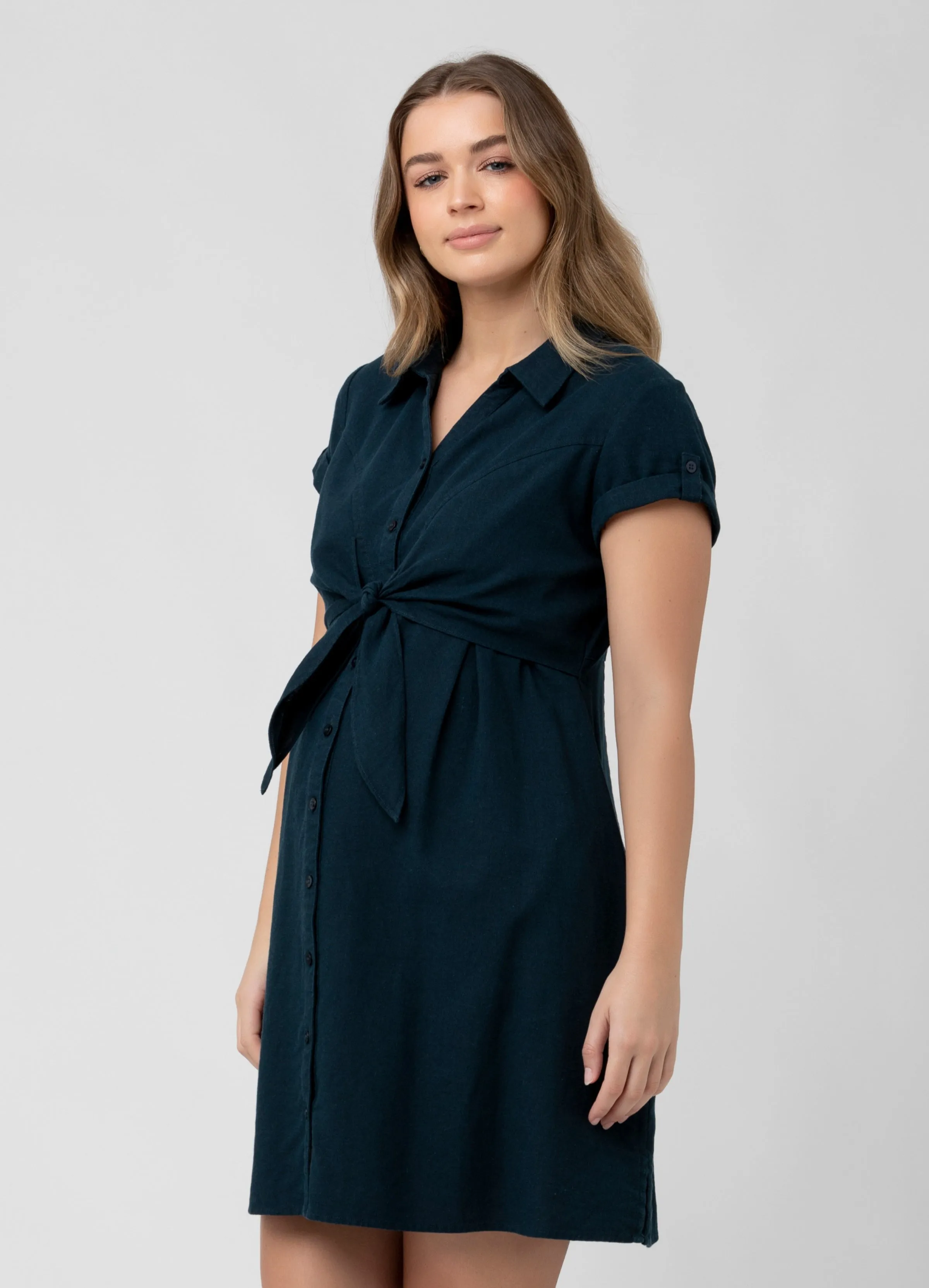 Colette Tie Up Linen Maternity Dress