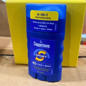 Coppertone Sunscreen Stick Sport 40 Face   Body SPF 40 1.5OZ (95 Pcs Lot)