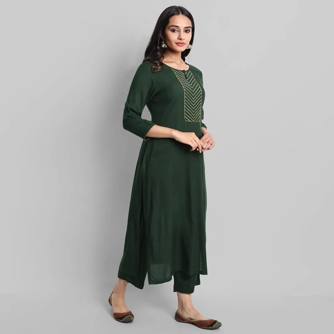 Deep Green Samara Kurta Pants Set