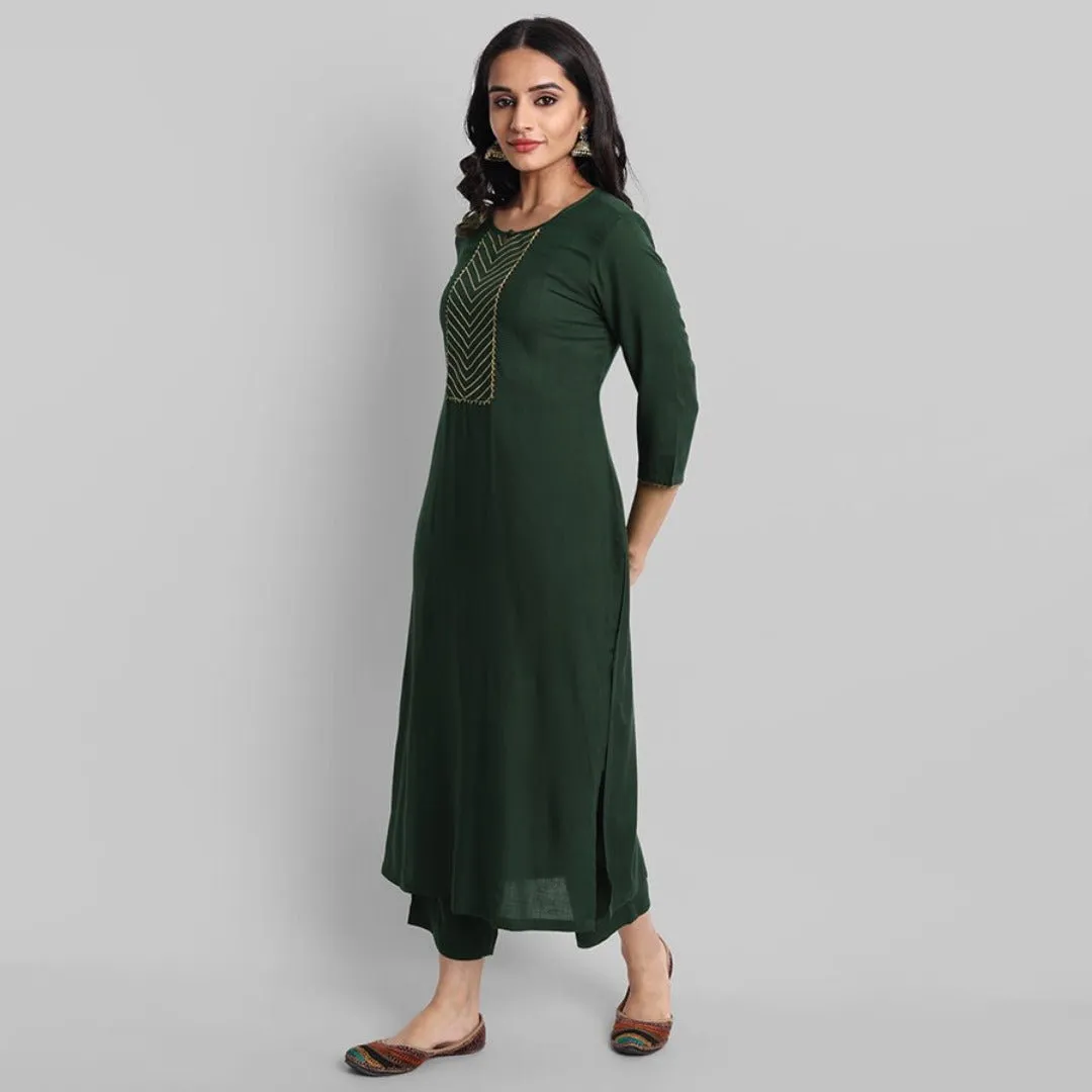 Deep Green Samara Kurta Pants Set