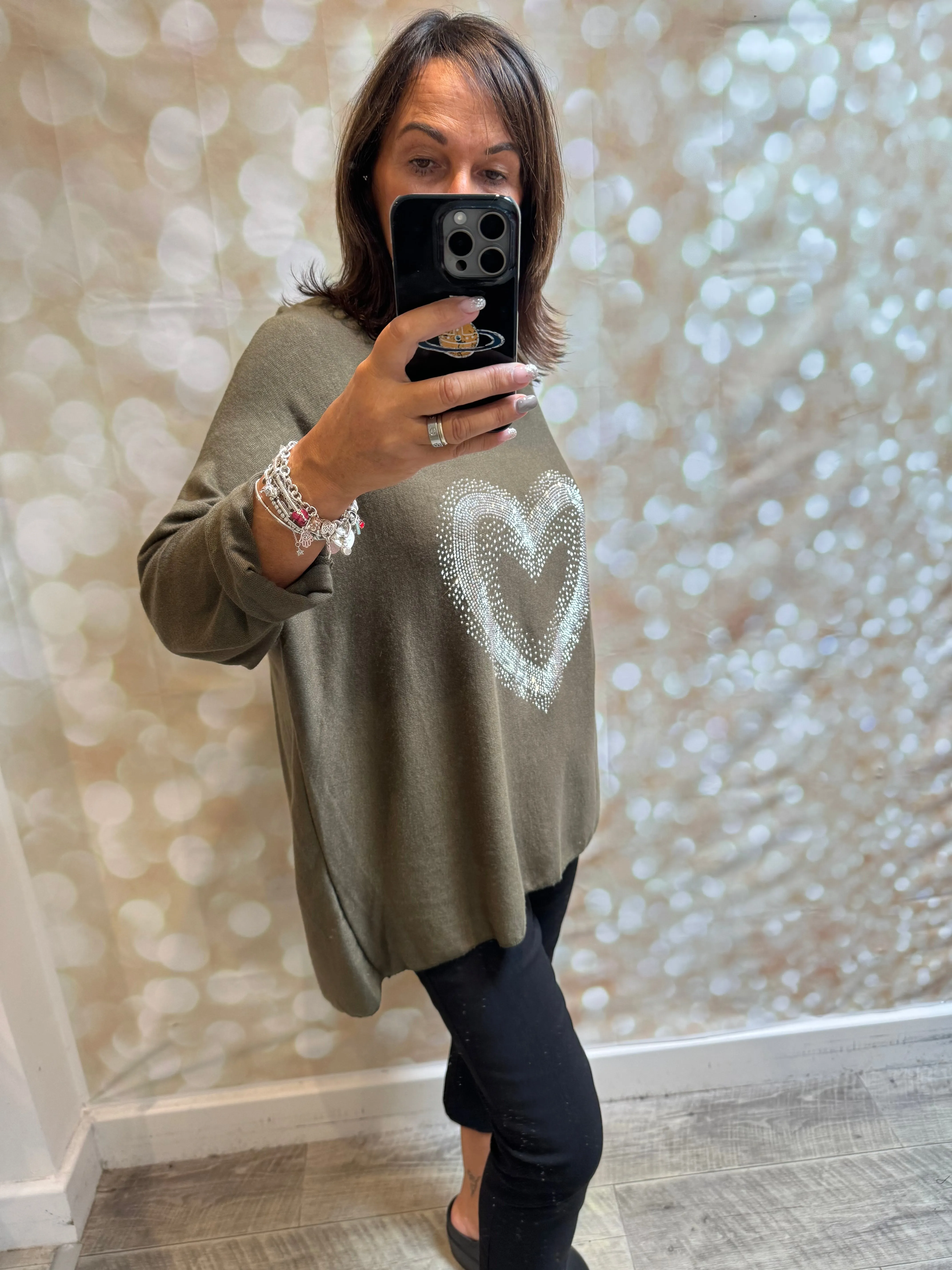 Diamante heart Soft Knit Jumper