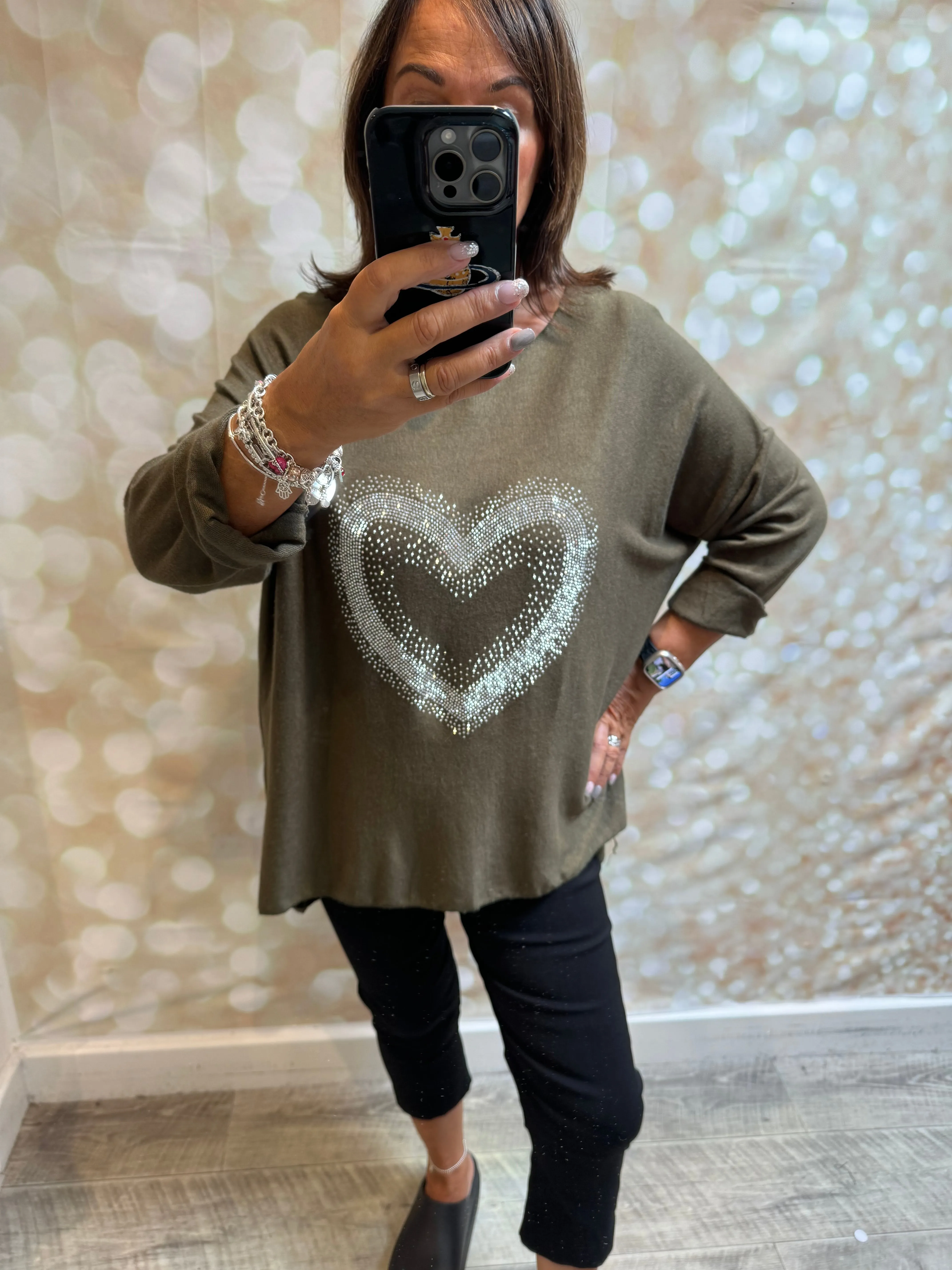 Diamante heart Soft Knit Jumper