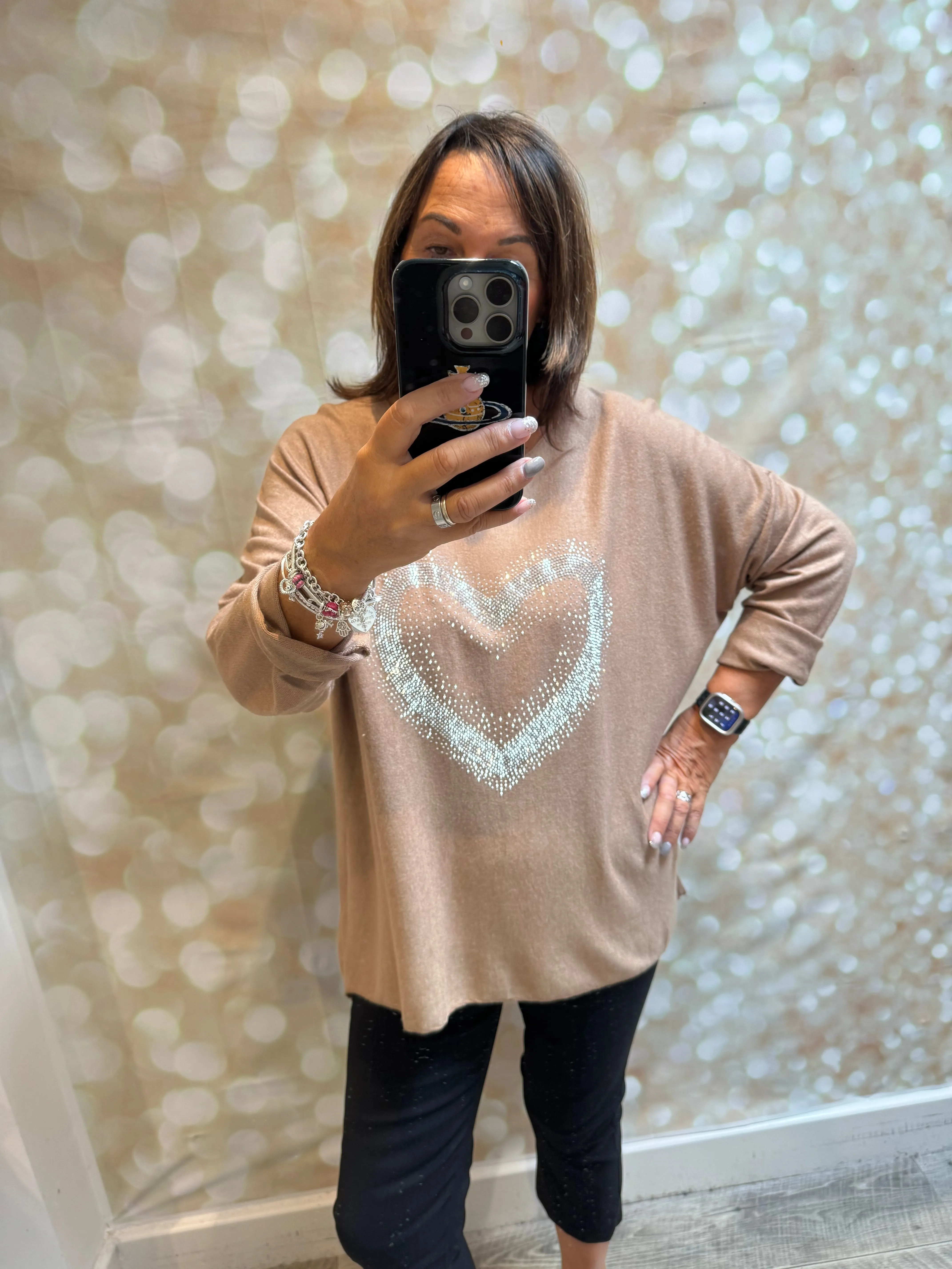 Diamante heart Soft Knit Jumper