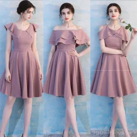 Dusty Pink Short Mismatched Simple Cheap Bridesmaid Dresses Online, WG510