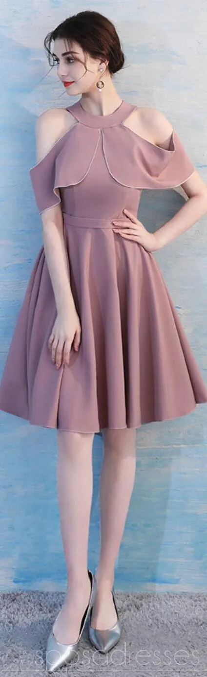 Dusty Pink Short Mismatched Simple Cheap Bridesmaid Dresses Online, WG510