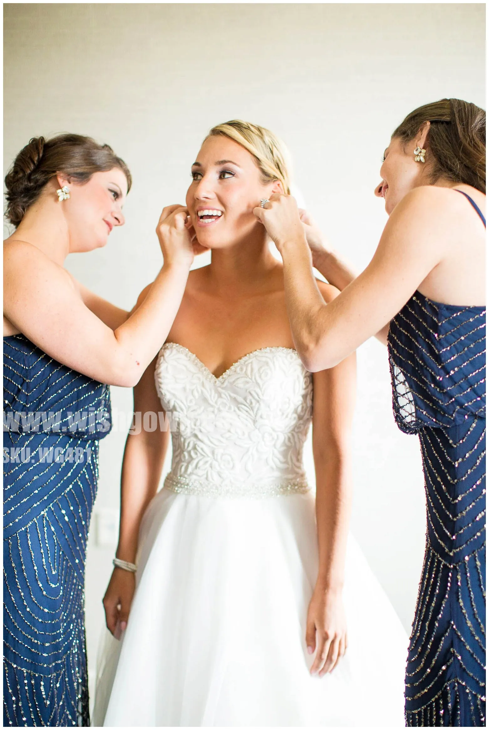 Elegant Spaghetti Strap Popular Sequin Long Wedding Bridesmaid Dresses, WG481