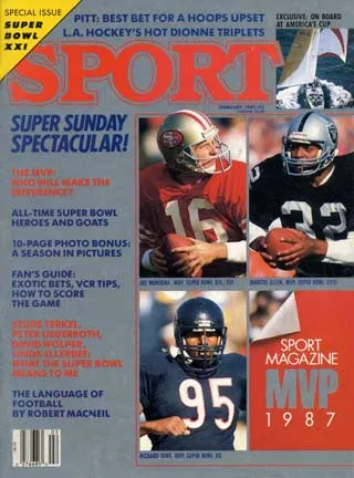 February 1987 Sport Cover (Joe Montana of the San Francisco 49ers and Marcus Allen of the Las Vegas Raiders)