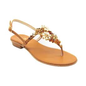 Gilda Brown Sandals With Crystals.