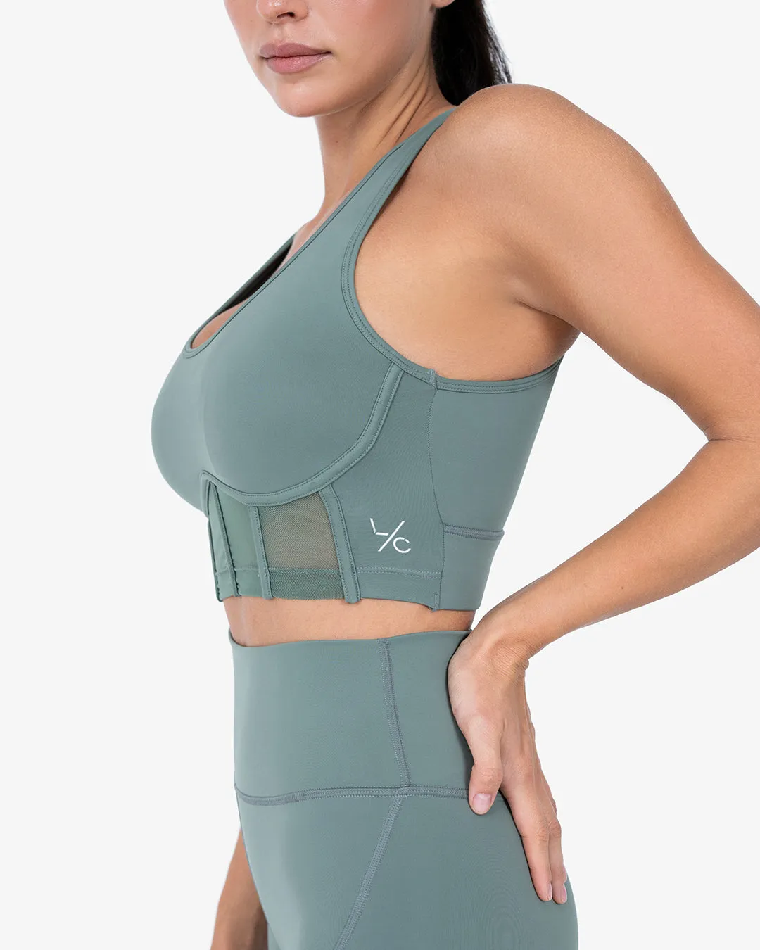 Glide Active Mesh Corset Bra Forest Green