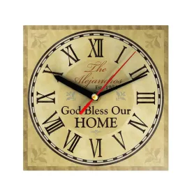 God Bless Our Home Personalized Clock